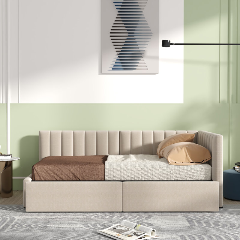 Sofa Bed Frame No Box Spring Needed, Beige