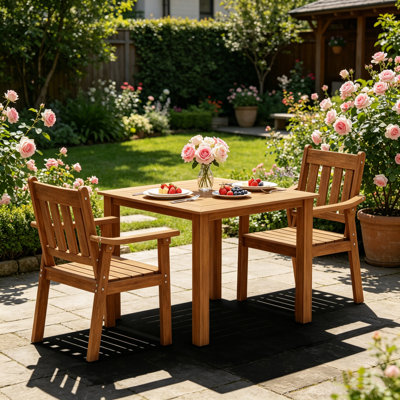 All-Weather Outdoor Waterproof Dining Sets - Rust-Resistant Modern Outdoor Dining Sets For Backyard Garden Deck Poolside 1-Table 2-Chairs