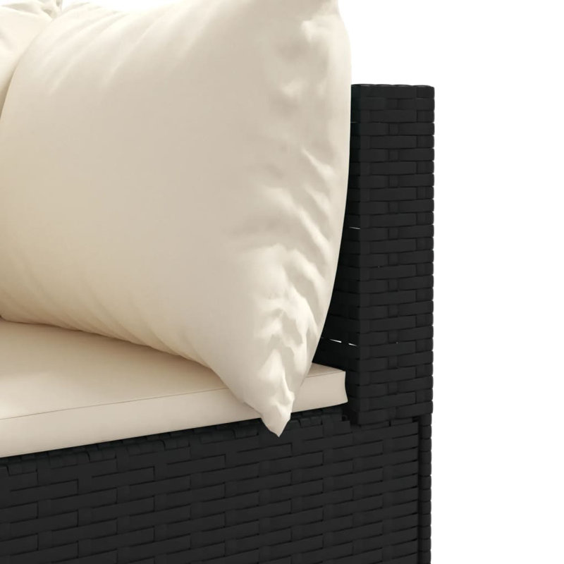 Latitude Run® Patio Lounge Set With Cushions Poly Rattan, Cream White, Black, 4