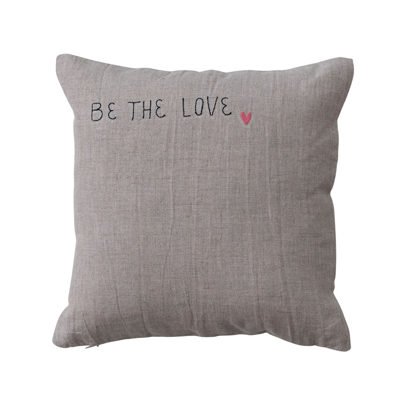Linen Embroidered Heart Pillow