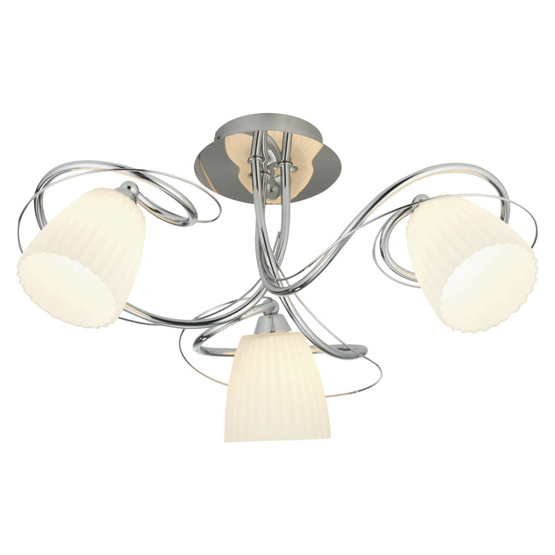 Vytis Glass Semi Flush Mount, 21cm H x 38cm W x 38cm D, Chrome