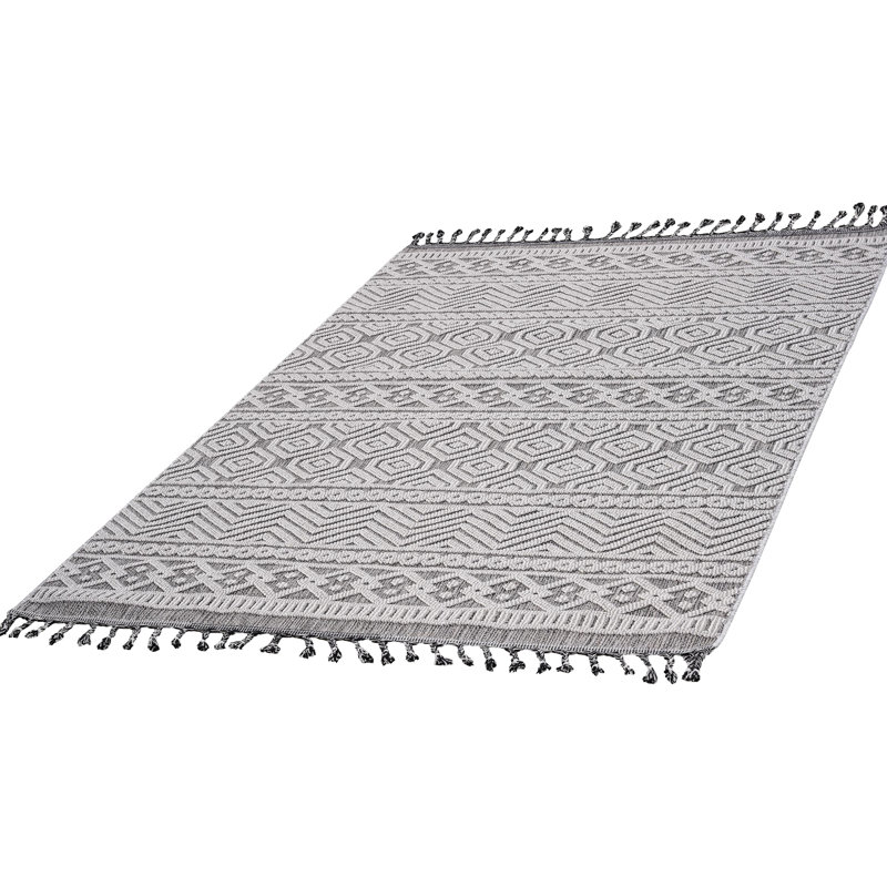 4X6 Loom & Grey/White Geometric Rug - Stylish For Multiple Areas, Stain , Non-Shedding, And Pet , Medium Pile, , Simple Maintenance Authorization Indoor/Outdoor Area Stylish, Stain-, Pet-, Easy To