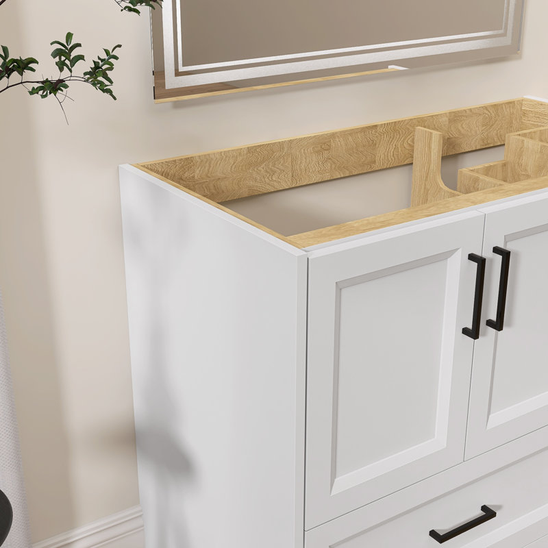 Base de meuble-lavabo simple en bois massif 42 po, Blanc