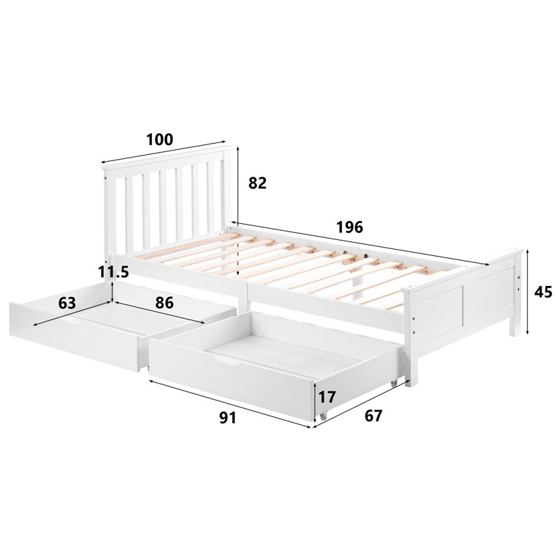 Boadle Double Bed Frame, (90 x 190 cm)