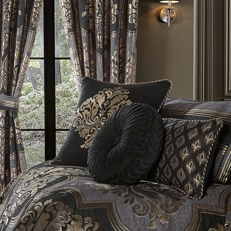 Coussin décoratif touffeté Savoy, Noir