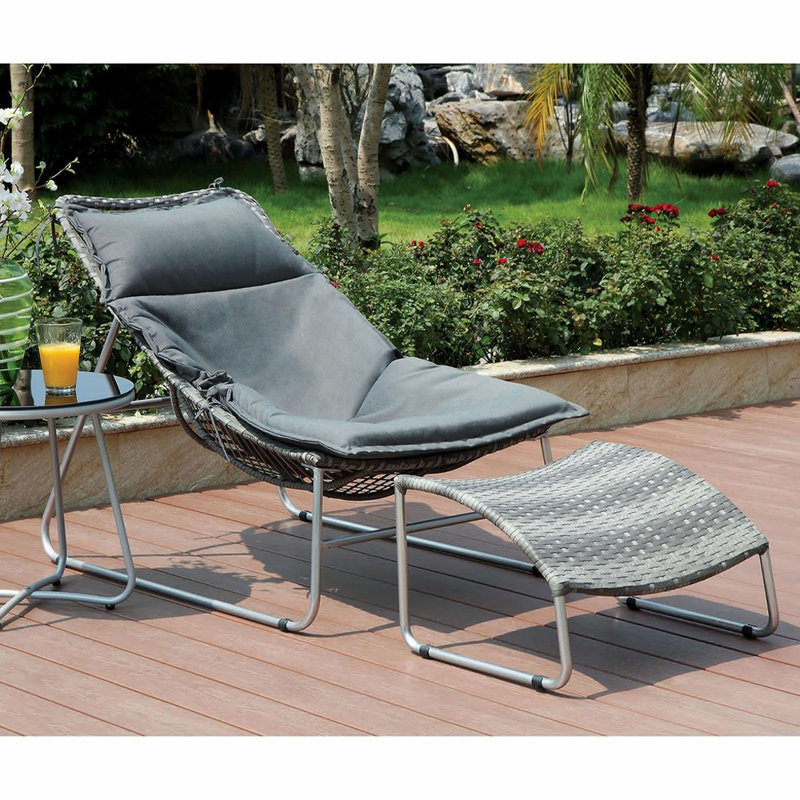 Metal Outdoor Lounge Chair with Ottoman