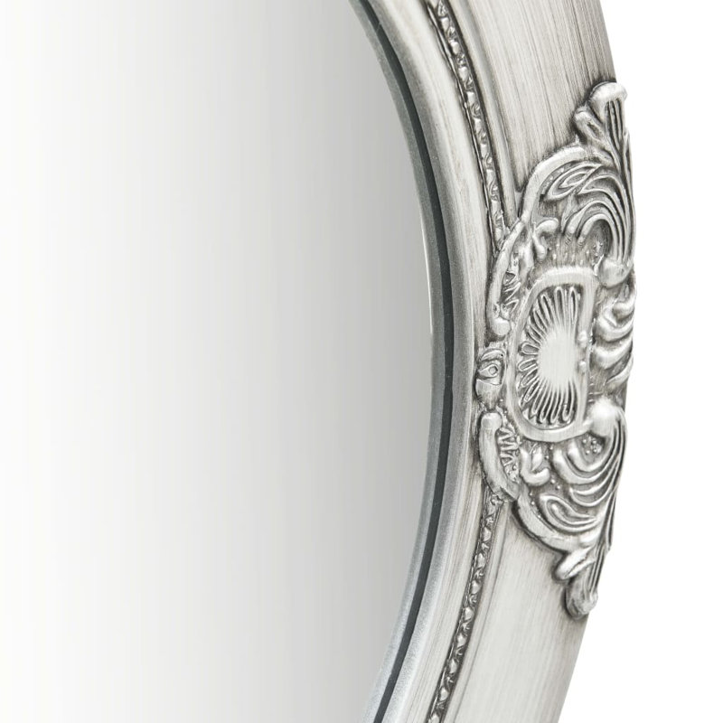 Gioia Wood Round Wall Mirror, Silver