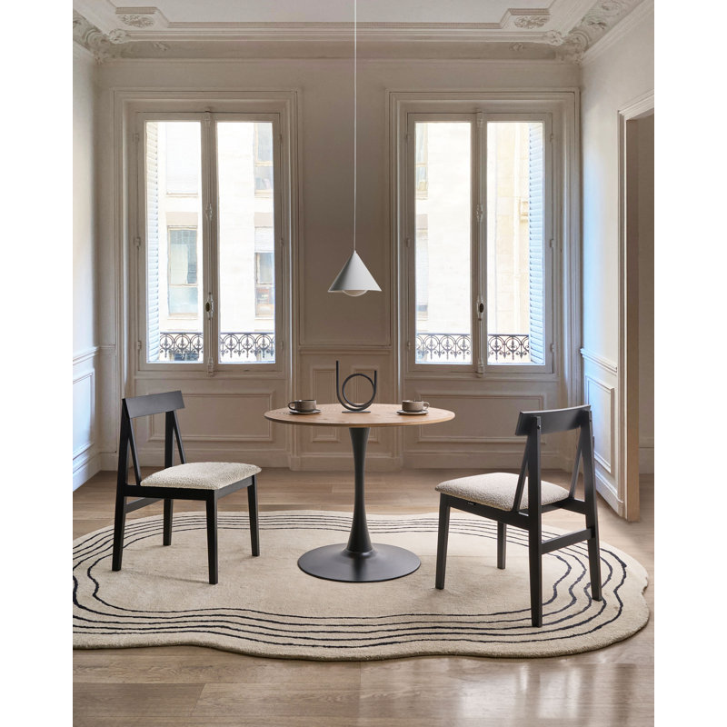 46cm H Boucle Upholstered Upholstered Back Side Chair, Black