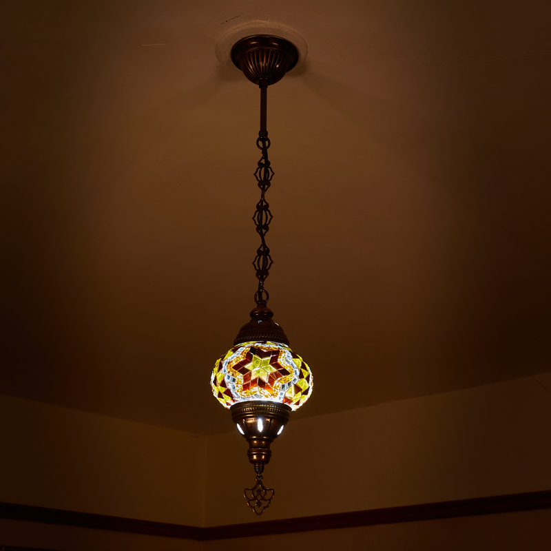 Karlie 1 - Light Antique Bronze Sphere Pendant, Brown/Amber
