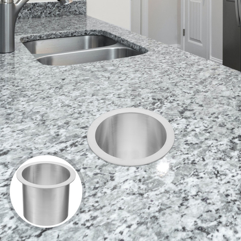 Drop-in Trash Chute Stainless Steel Round Built-in Countertop Waste Trash Chute Grommet