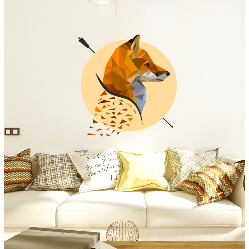 Décalcomanie murale renard polygonal, H 33 po x l 33 po