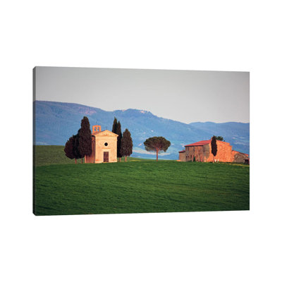 Italy, Tuscany, Val D'Orcia. Chapel Of Vitaleta And House. by Jaynes Gallery - Wrapped Canvas Gallery-Wrapped Canvas Giclée