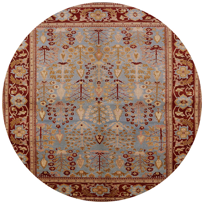 Tapis oriental rouge / bleu Plimoth, Rond 5 pi
