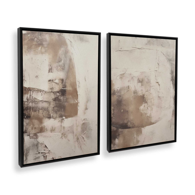 Ensemble de 2 impressions sur toile Mocha Musings, Cadre flottant noir satiné, H 36,75 po x l 49,5 po x P 1,75 po