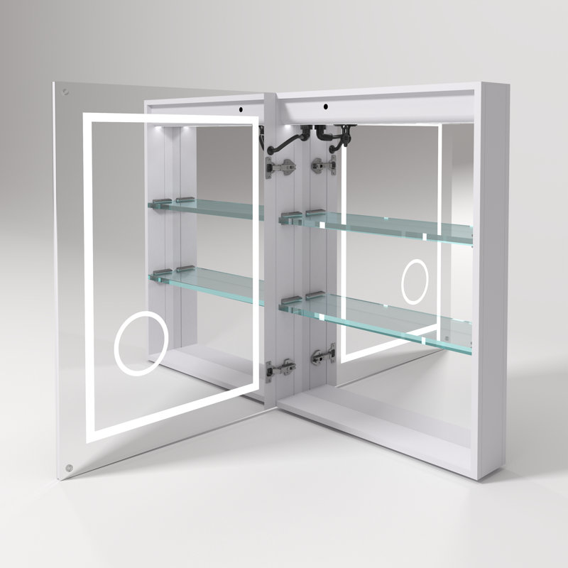 Armoire à pharmacie avec miroir à DEL de 20 po x 32 po Brayden Studio® Courtund, S'ouvre à gauche vers l'extérieur