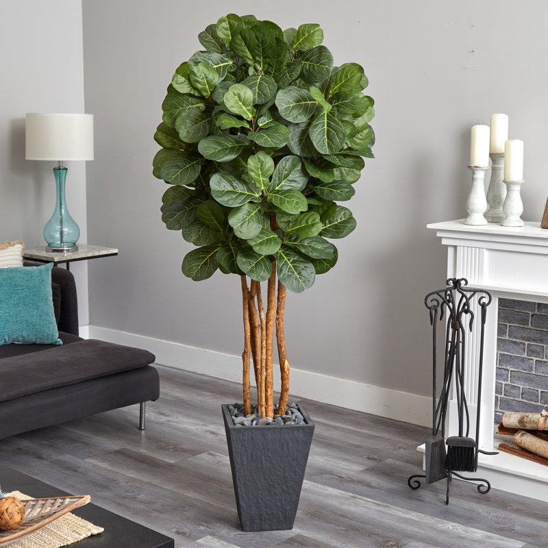 66 " H Faux Fiddle Leaf Fig Tree in Ceramic Planter