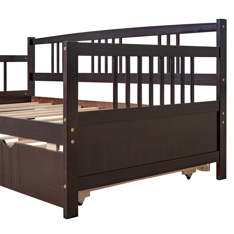 Daybed Wood Bed With  Trundle, Espresso