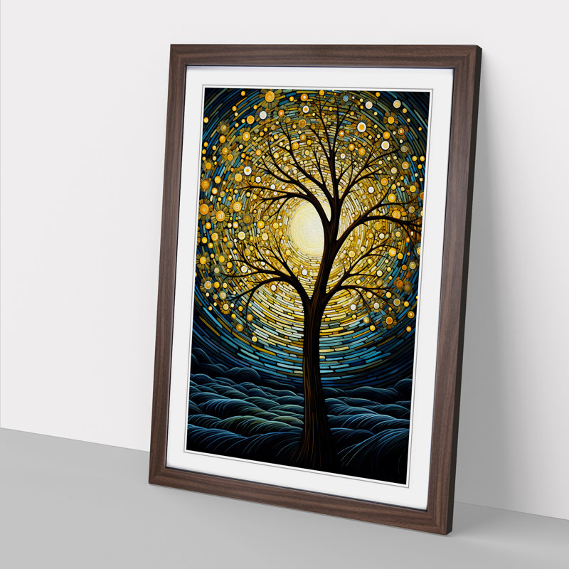 Tree Art Deco Art - Framed Print, 34cm H x 25cm W, Walnut Framed