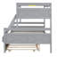 Lit simple superposé au dessus d'un lit double avec échelle, lit gigogne simple, barrière de sécurité