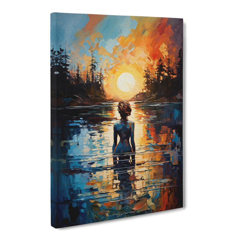 Lake Gestural Art No.2 - Wrapped Canvas