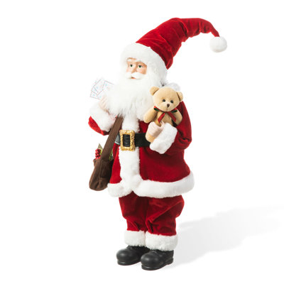 Figurine de père Noël en fausse fourrure 18 po H avec visage en porcelaine