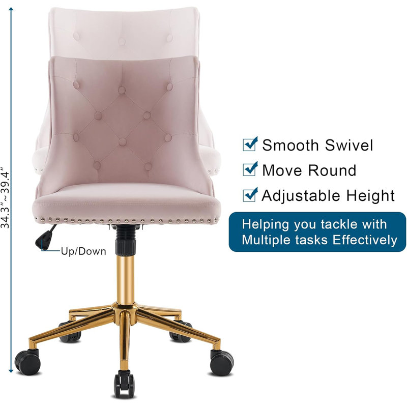 Matthias Task Chair Office Chairs Makeup chair, Gold, Pink