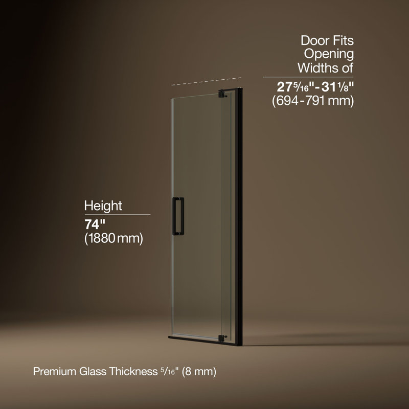 Revel 27.25'' x 74'' Pivot Shower Door with CleanCoat® Technology, Anodized Dark Bronze