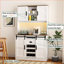 Bar ferme avec porte de grange coulissante, buffet café rustique blanc | Panneau de fibres à densité moyenne | Ports USB / AC