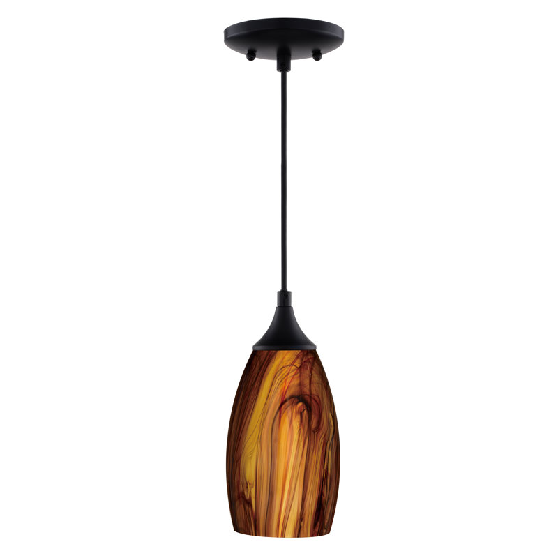 Finja 1 - Light Single Pendant, Oil Rubbed Bronze, Smoky Fire
