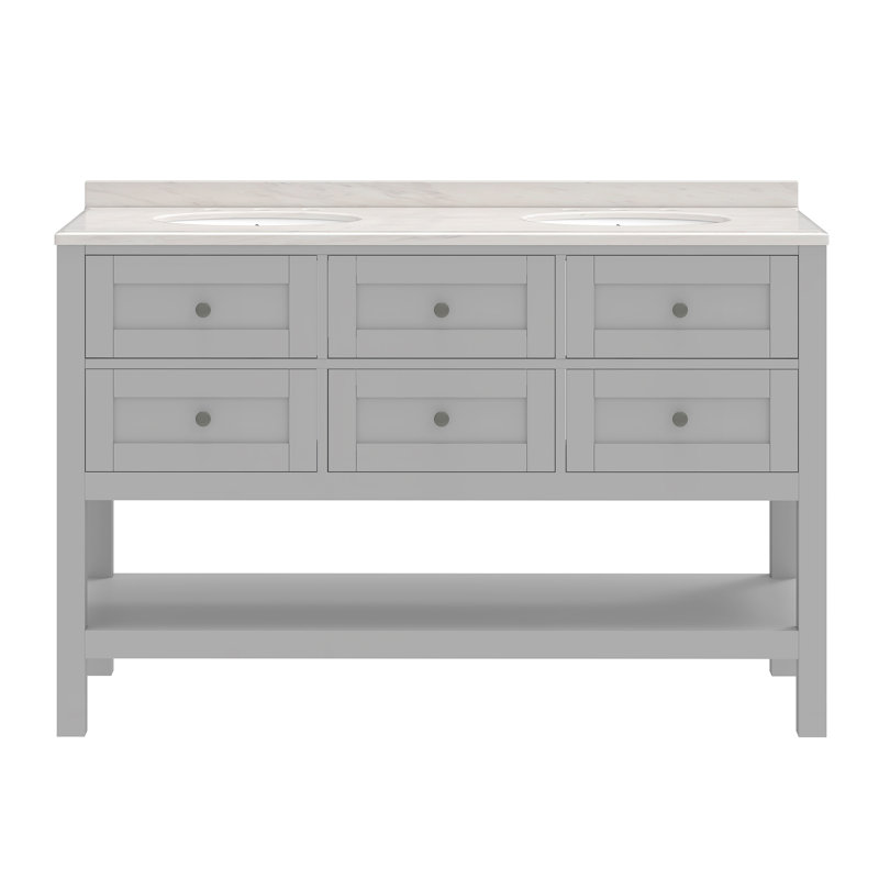 Meuble-lavabo double avec plateau en marbre