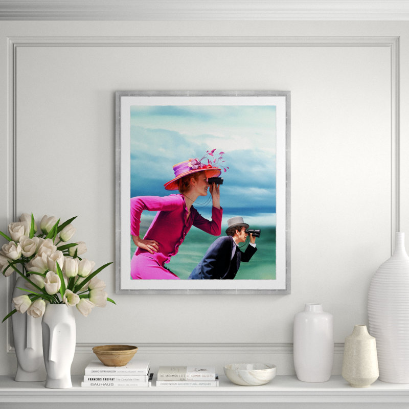 Young Couple In Formal Wear Looking Through Binoculars Outdoors Giclee Print by Getty Images