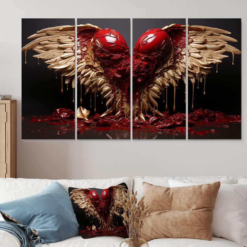 «Royal Wings and Royal Angel Wings I - Fantasy», ensemble de 4 décorations murales, H 28 po x l 48 po