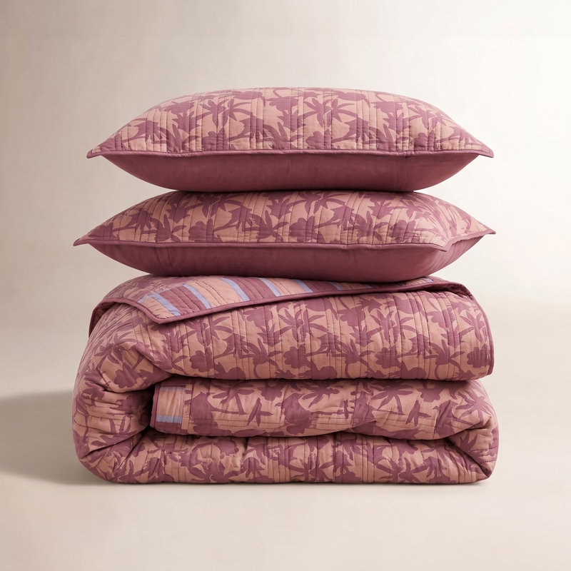 Ensemble de courtepointe 100% coton Natalia, Courtepointe très grand et 2 très grandes taies 