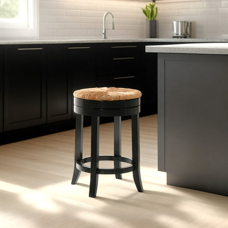 Tabouret de bar et de comptoir Tamasin, Tabouret de comptoir (siège d'une hauteur de 24 p, Noir antique