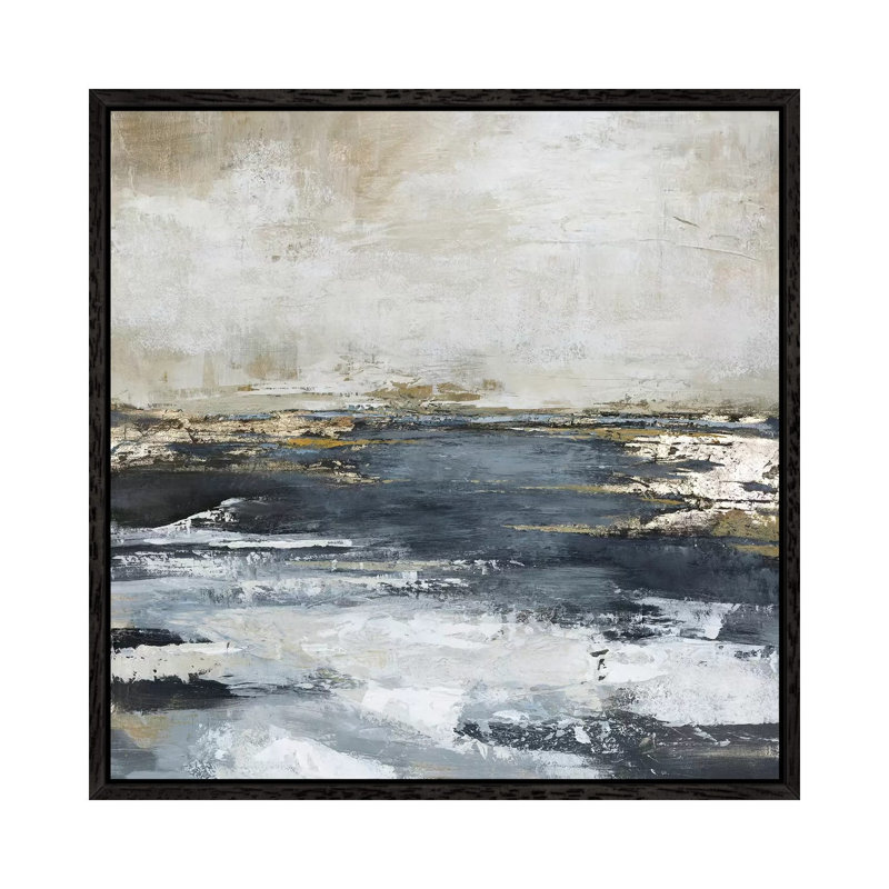 Blue Bay - Painting on Canvas, 66.04cm H x 66.04cm W x 3.81cm D, Black Framed