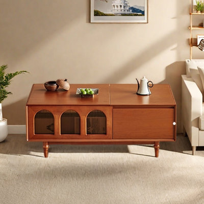 Vintage Rectangular Coffee Table with Lift-Top