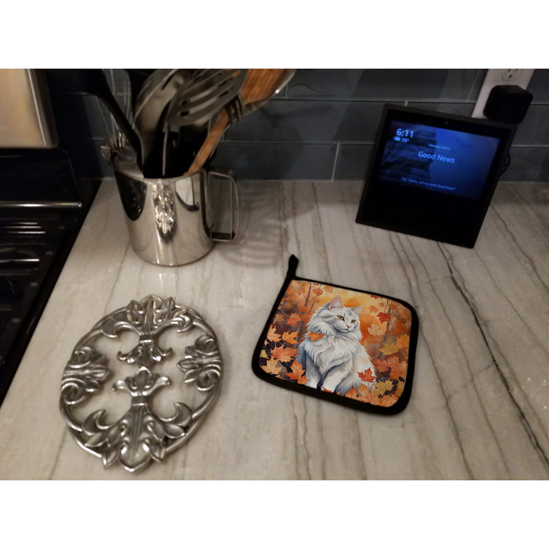 Angora turc, paire de porte-casseroles à feuilles d'automne