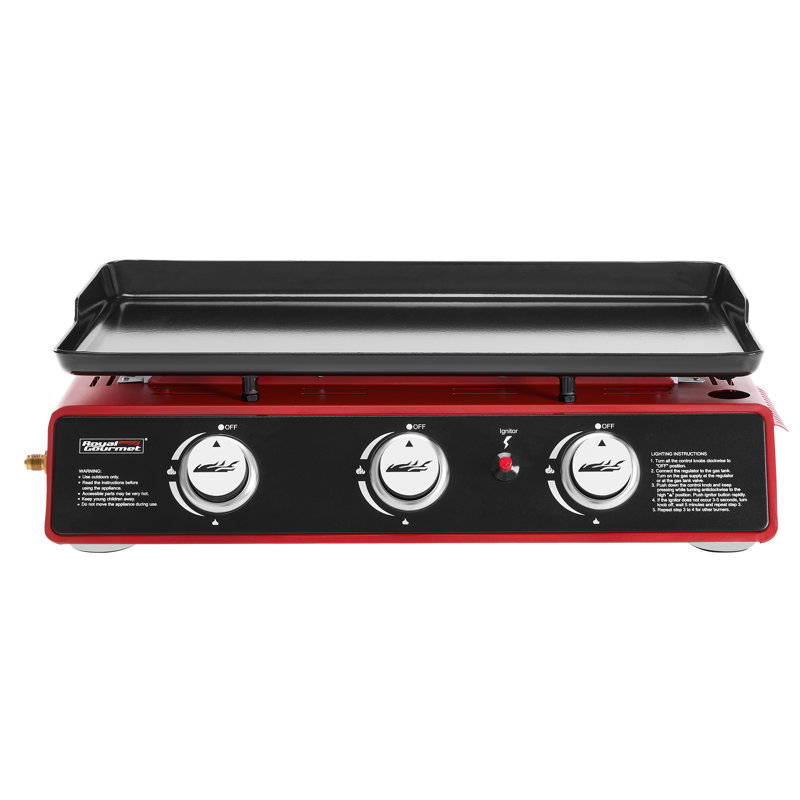 Royal Gourmet 3 - Burner Portable Liquid Propane Gas Griddle, Red