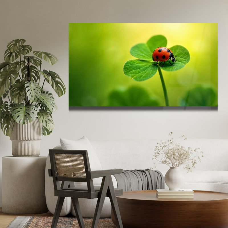 Art mural en verre trempé coccinelle, H 18 po x l 24 po