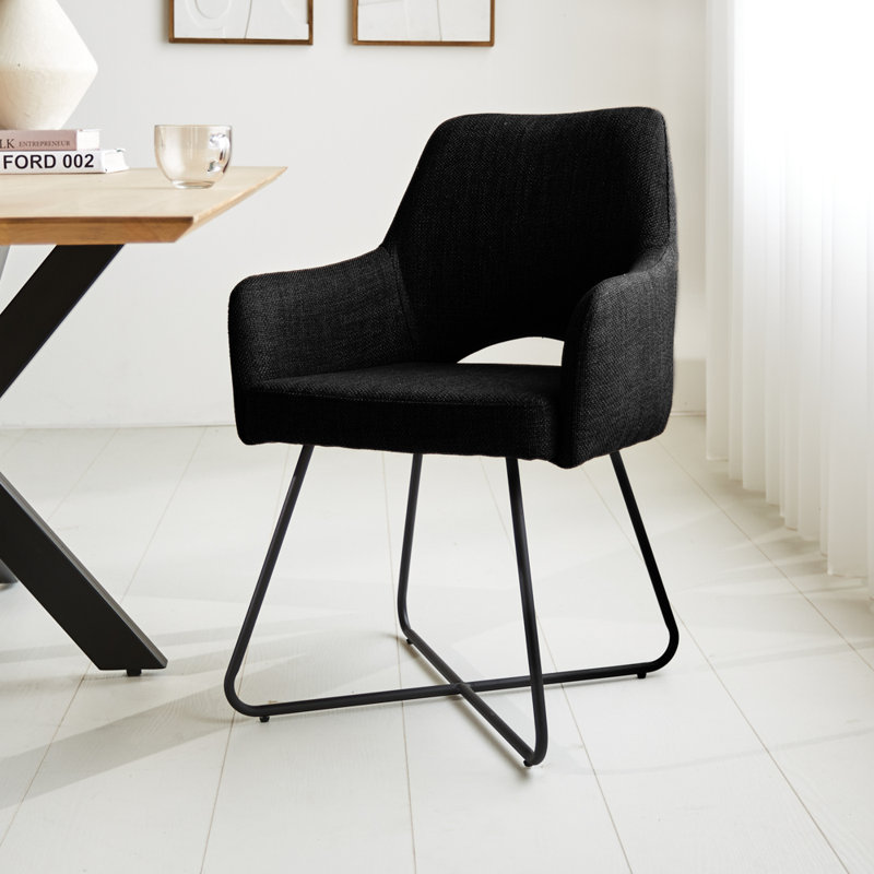 Amanita 50cm H Upholstered Metal Armchair in Black