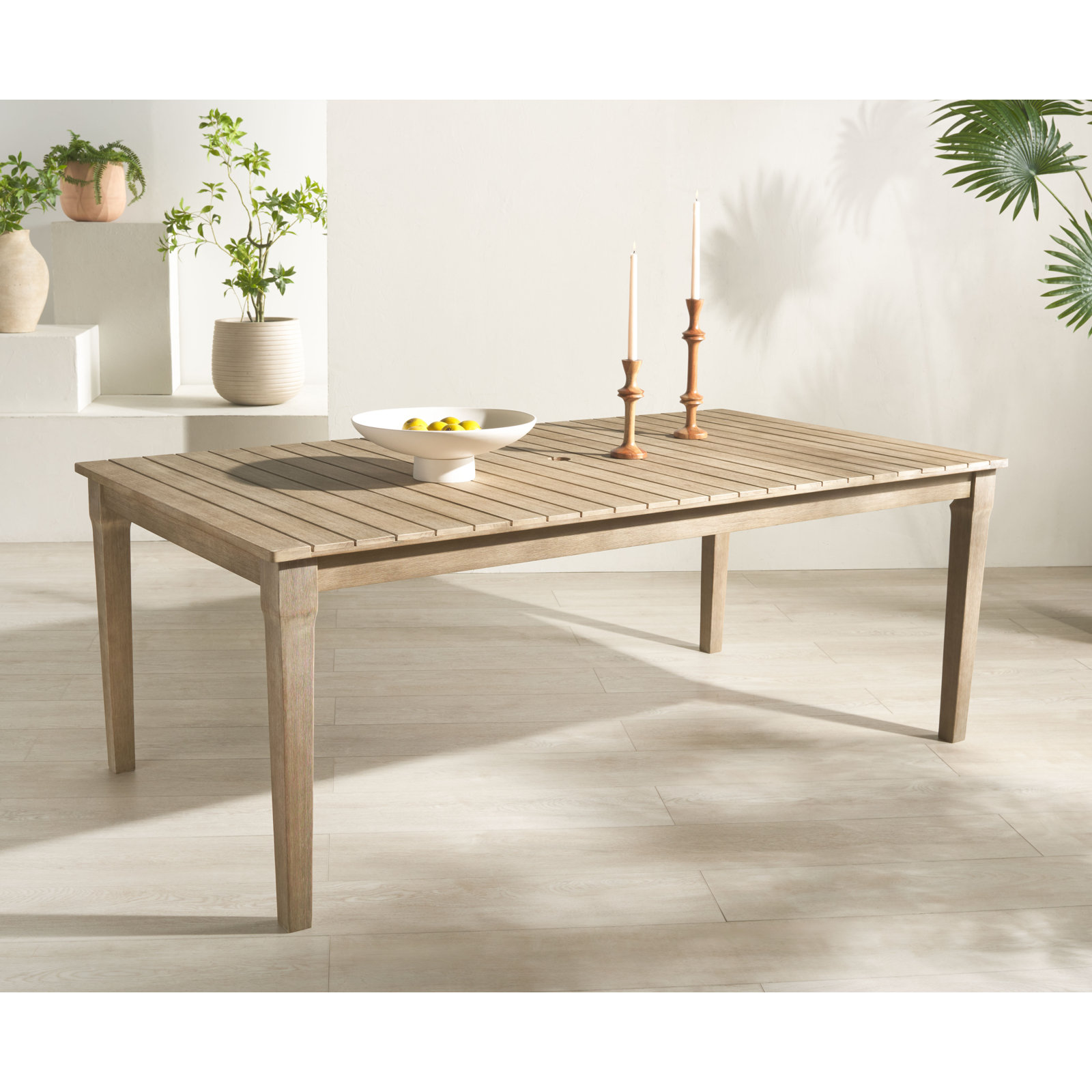 Samya 43" Teak Patio Dining Set, White