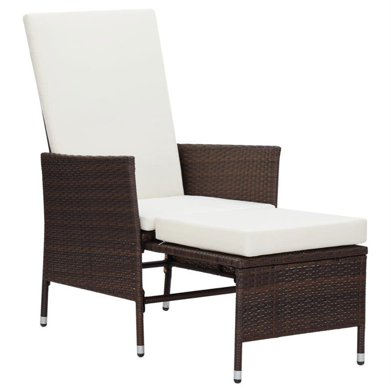 2 Piece Lounge Chair with Cushions, White, Brown