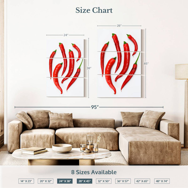 Yarlin Spicy Red Chili Peppers, 38" H x 24" W