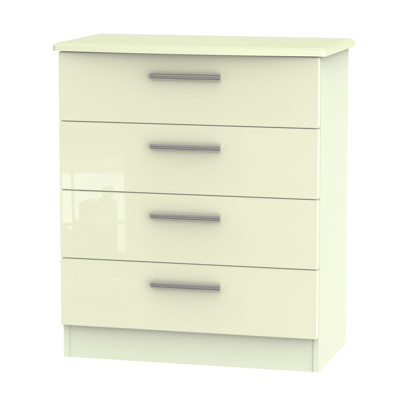 Fully Assembled Yvette 4 Drawer Chest, Cream