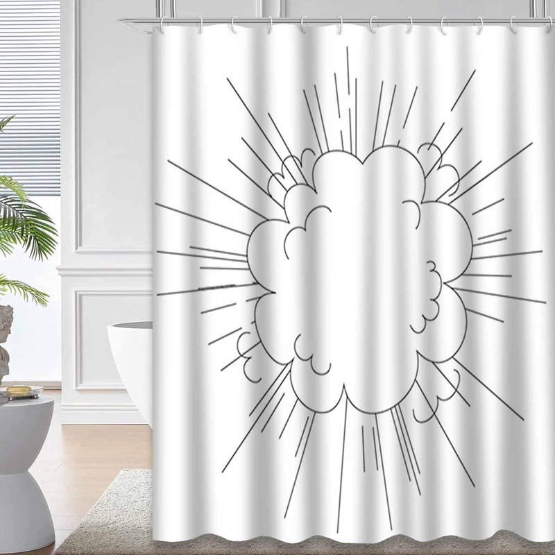 Rideau de douche noir avec 12 crochets, L 72 po x l 72 po