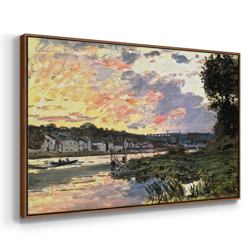 La seine à Bougival dans la soirée, 1870, reproduction d'art sur toile, H 27 po x l 41 po x P 2 po, Noyer