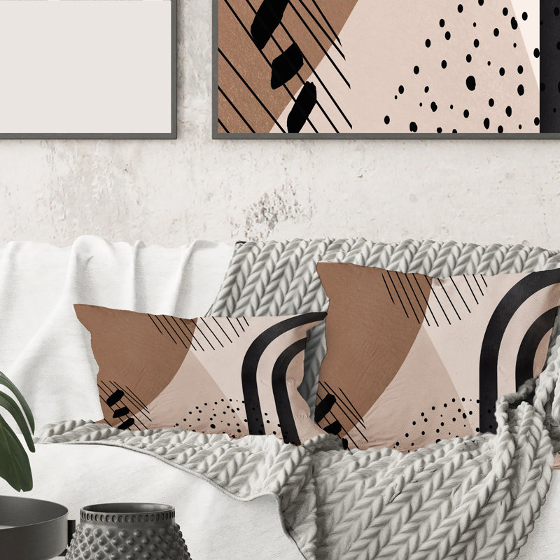 Rectangle, formes abstraites en terre cuite et formes ivoires I - Coussin décoratif imprimé moderne