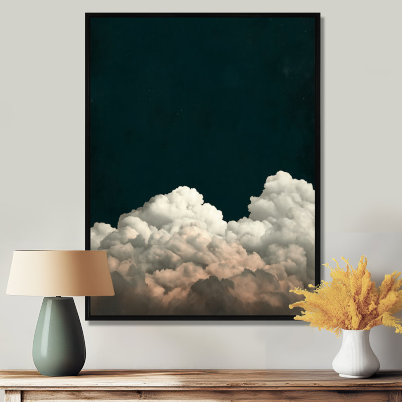 «Fluffy White Clouds In The Sky - Clouds», art mural encadré, impression sur toile blanche minimaliste, H 44 po x l 34 po