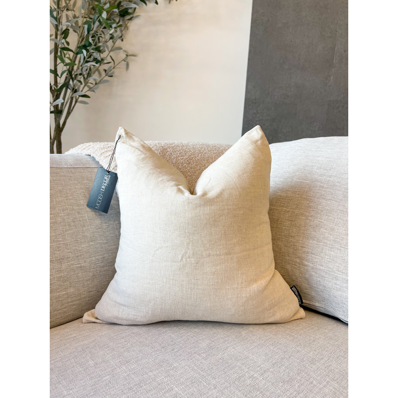 Housse de coussin en lin, H 18 po x l 18 po, Sable