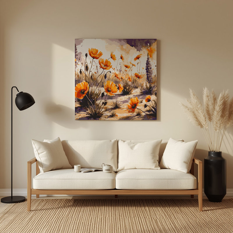 «Southwestern Plants Desert Wildflower 164», art mural en métal beige, H 144 po x l 144 po x P 0,05 po